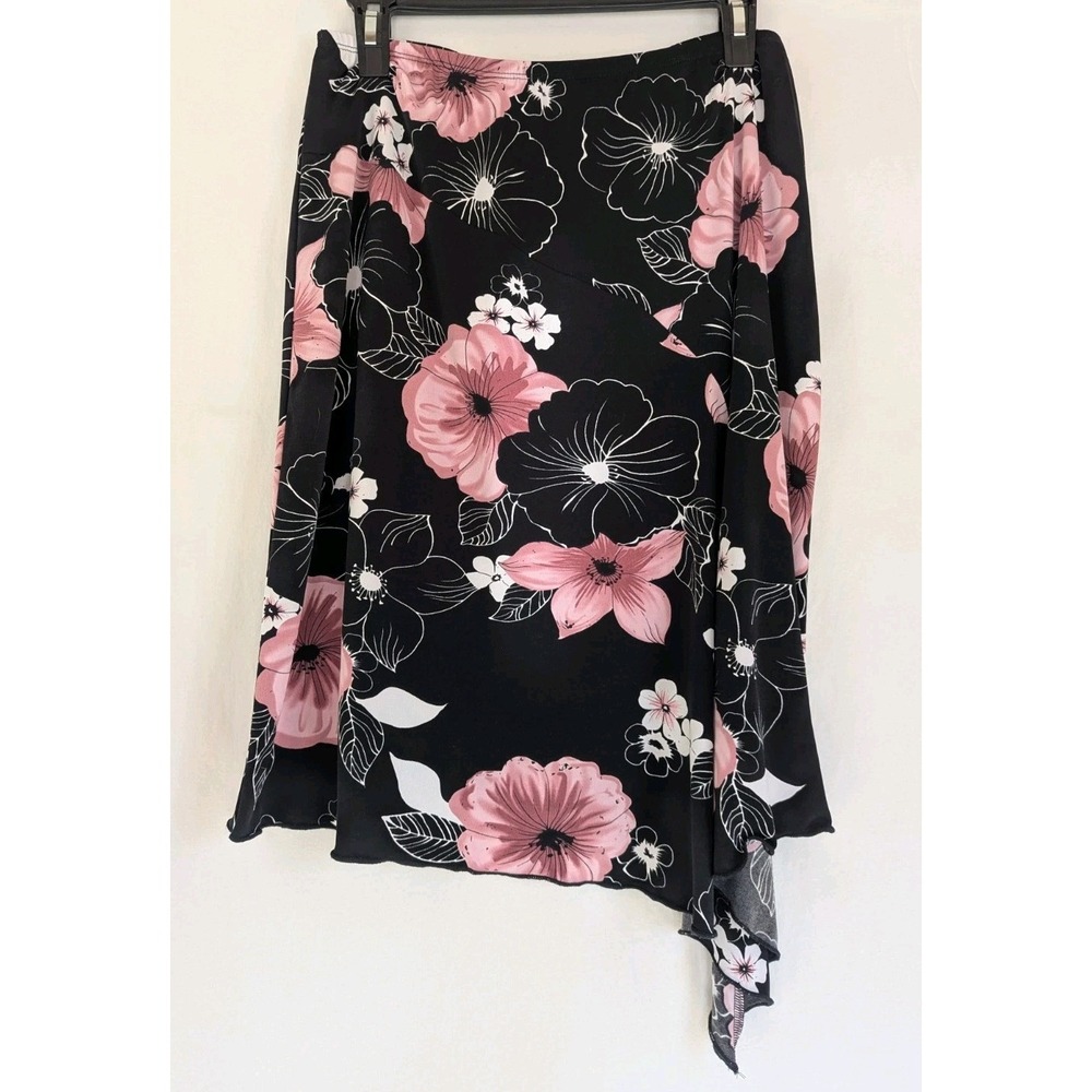 CDW Creative Design Works Skirt Women L Black Pink Asymmetrical USA NWT